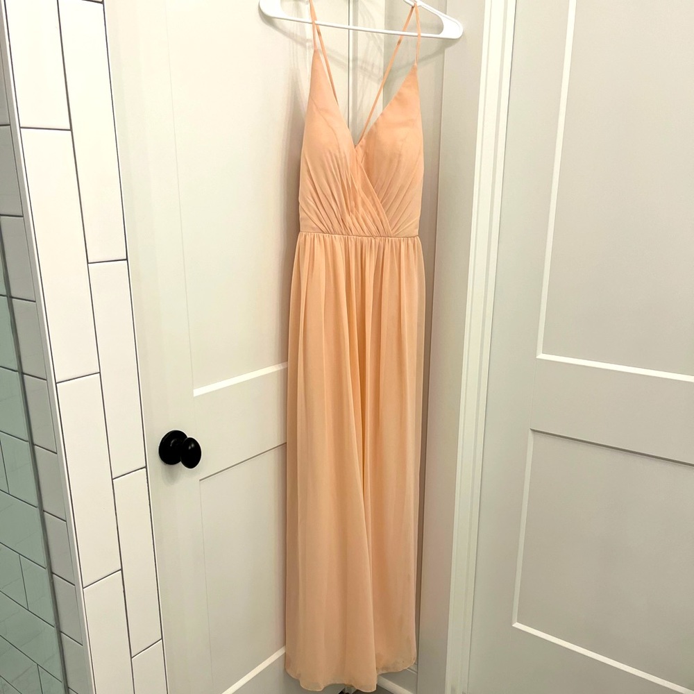 Shell pink chiffon A-line gown